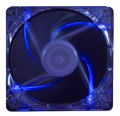 120mm Case Fan - XILENCE XPF120.TBL Fan, Blue LED, 120x120x25mm, 1400rpm, <21dBa, 68CFM, hydro bearing, Big 4Pin and 3Pin Molex, Black/Red