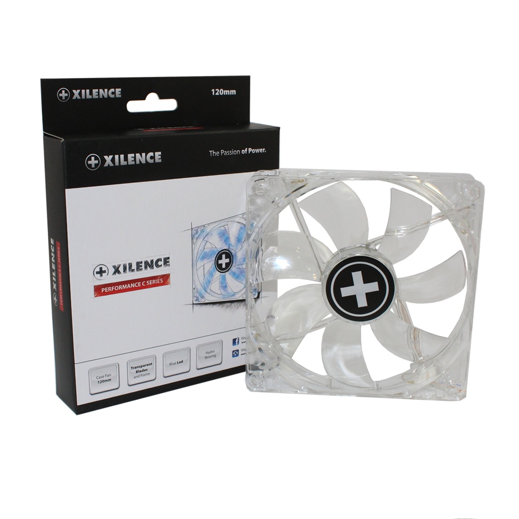 120mm Case Fan - XILENCE XPF120.TBL Fan, Blue LED, 120x120x25mm, 1400rpm, <21dBa, 68CFM, hydro bearing, Big 4Pin and 3Pin Molex, Black/Red photo 3