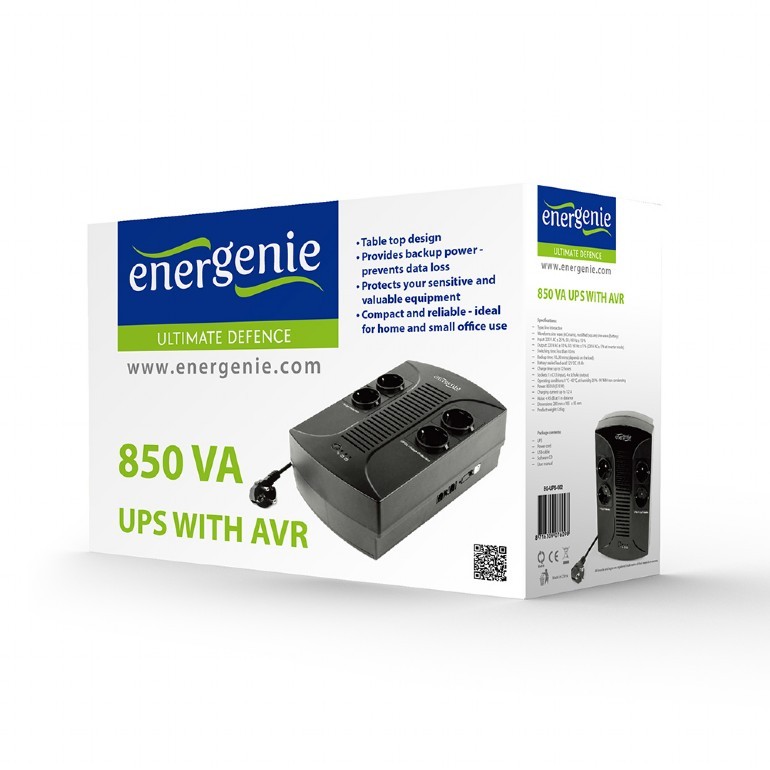 Gembird EnerGenie EG-UPS-002, 850VA / 510W, UPS with AVR, 4x Schuko outlets, LED status indication, USB port photo 6