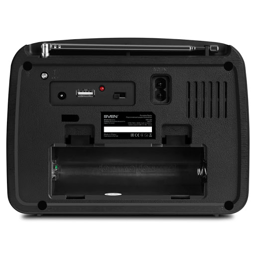 SVEN SRP-555 Black-Silver, FM/AM/SW Radio, 3W RMS, built-in audio files player from USB-fash, microSD and SD card storage devices, telescopic swivel antenna, HEADPHONES JACK ,built-in battery photo 5