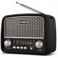 SVEN SRP-555 Black-Silver, FM/AM/SW Radio, 3W RMS, built-in audio files player from USB-fash, microSD and SD card storage devices, telescopic swivel antenna, HEADPHONES JACK ,built-in battery thumbnav 1