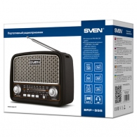 SVEN SRP-555 Black-Silver, FM/AM/SW Radio, 3W RMS, built-in audio files player from USB-fash, microSD and SD card storage devices, telescopic swivel antenna, HEADPHONES JACK ,built-in battery thumbnav 6