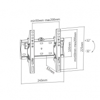 TV-Wall Mount for 23-42”- Gembird ”WM-42T-02”, Tilt, max. 30 kg, Distance TV to Wall: 53 mm, max. VESA 200 x 200, Black thumbnav 2