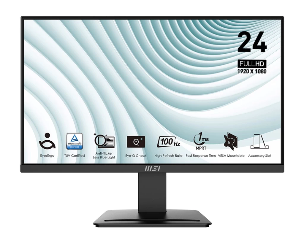 23.8” Monitor MSI PRO MP2412/ 1ms/ 100Hz/ Black photo 1 23.8” Monitor MSI PRO MP2412/ 1ms/ 100Hz/ Black photo 1