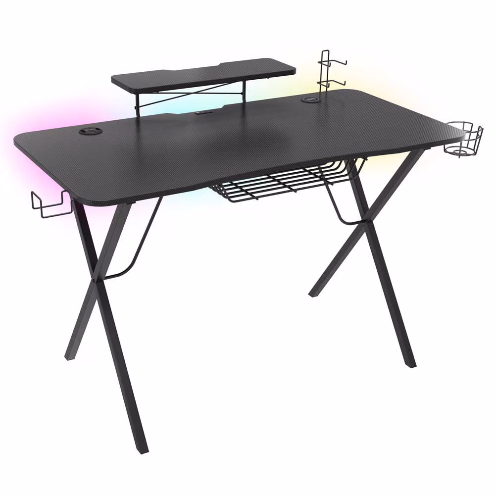 Masa gaming Genesis Desk Gaming Holm 300, RGB (Organizer, Wireless Charger, Multiple holder (Headphone, Cup, Gamepad), USB Hub, Remote Controller, 120x60x75cm)