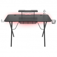 Masa gaming Genesis Desk Gaming Holm 300, RGB (Organizer, Wireless Charger, Multiple holder (Headphone, Cup, Gamepad), USB Hub, Remote Controller, 120x60x75cm) thumbnav 2