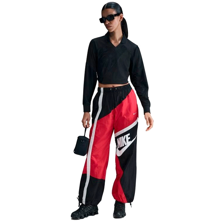 Pantaloni Nike W NSW STREET WVN OH PANT L Negru-rosu Femei photo 4