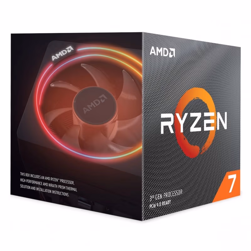 AMD Ryzen 7 3800X, Socket AM4, 3.9-4.5GHz (8C/16T), 4MB L2 + 32MB L3 Cache, No Integrated GPU, 7nm 105W, Unlocked, Box (with Wraith Prism RGB LED Cooler)