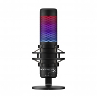 HyperX QuadCast S, RGB Microphone for the streaming, Anti-Vibration shock mount, Tap-to-Mute sensor with LED indicator, Four selectable polar patterns, Internal pop filter, Built-in headphone jack, Cable length: 3m, Black/Red, USB thumbnav 1