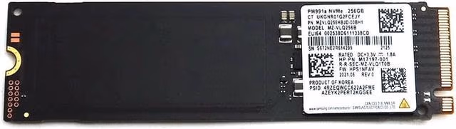 M.2 NVMe SSD 256GB  Samsung  PM991a, Interface: PCIe3.0 x4 / NVMe1.2, M2 Type 2280 form factor, Sequential Read: 3100 MB/s, Sequential Write: 1300 MB/s, Max Random 4k: Read / Write: 220K IOPS/300K IOPS, Samsung Phoenix controller, V-NAND TLC, Bulk 