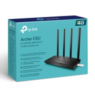 TP-LINK  Archer C6U  AC1200 Dual Band Wireless Gigabit Router, Atheros, 867Mbps at 5Ghz + 300Mbps at 2.4Ghz, 802.11ac/a/b/g/n, MU-MIMO, Beamforming, 1 Gigabit WAN + 4 Gigabit LAN, USB for 4G modem/Media/FTPserver, 4 external antennas + 1 int. antenna thumbnav 4