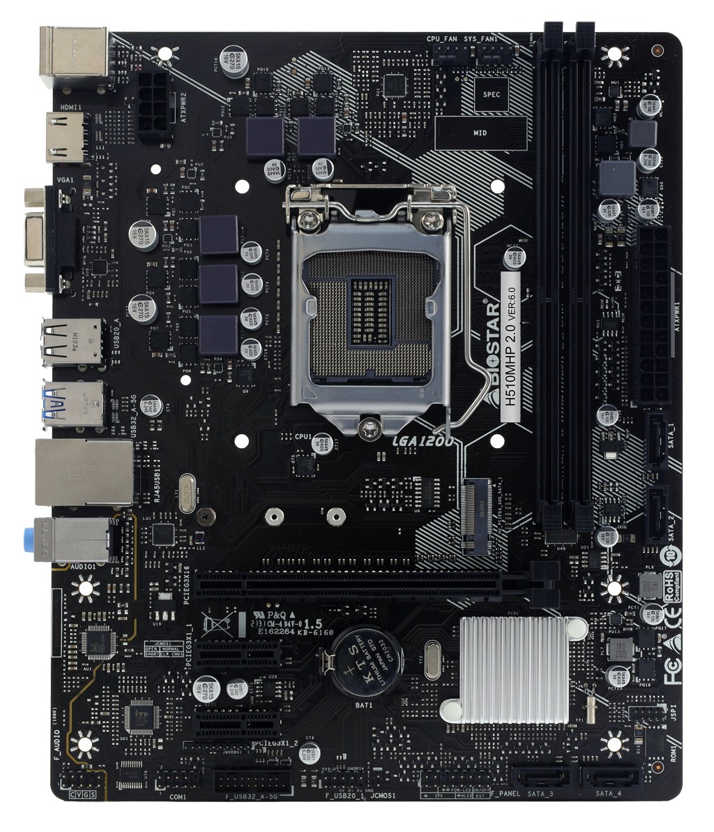 Материнская плата BIOSTAR H510MHP 2.0 / Socket 1200 / H510 / DDR4 / mATX photo 2