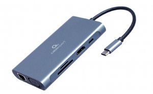 Многопортовый Адаптер Gembird A-CM-COMBO7-01/ USB-C/ 3xUSB-A/ 1xUSB-C (PD 100W)/ HDMI/ VGA/ miniJack 3.5mm/ SD/ microSD thumbnav 1