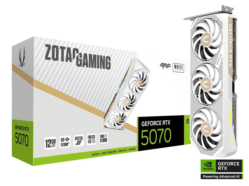 Видеокарта ZOTAC GeForce RTX 5070 AMP White Edition / 12GB / GDDR7 / 192bit photo 1