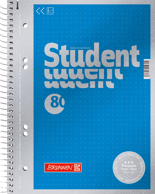 Notebook College-Block Brunnen A5 pe o spirală în puncte, 80 de coli 90 g/m2, copertă albastru metalic 