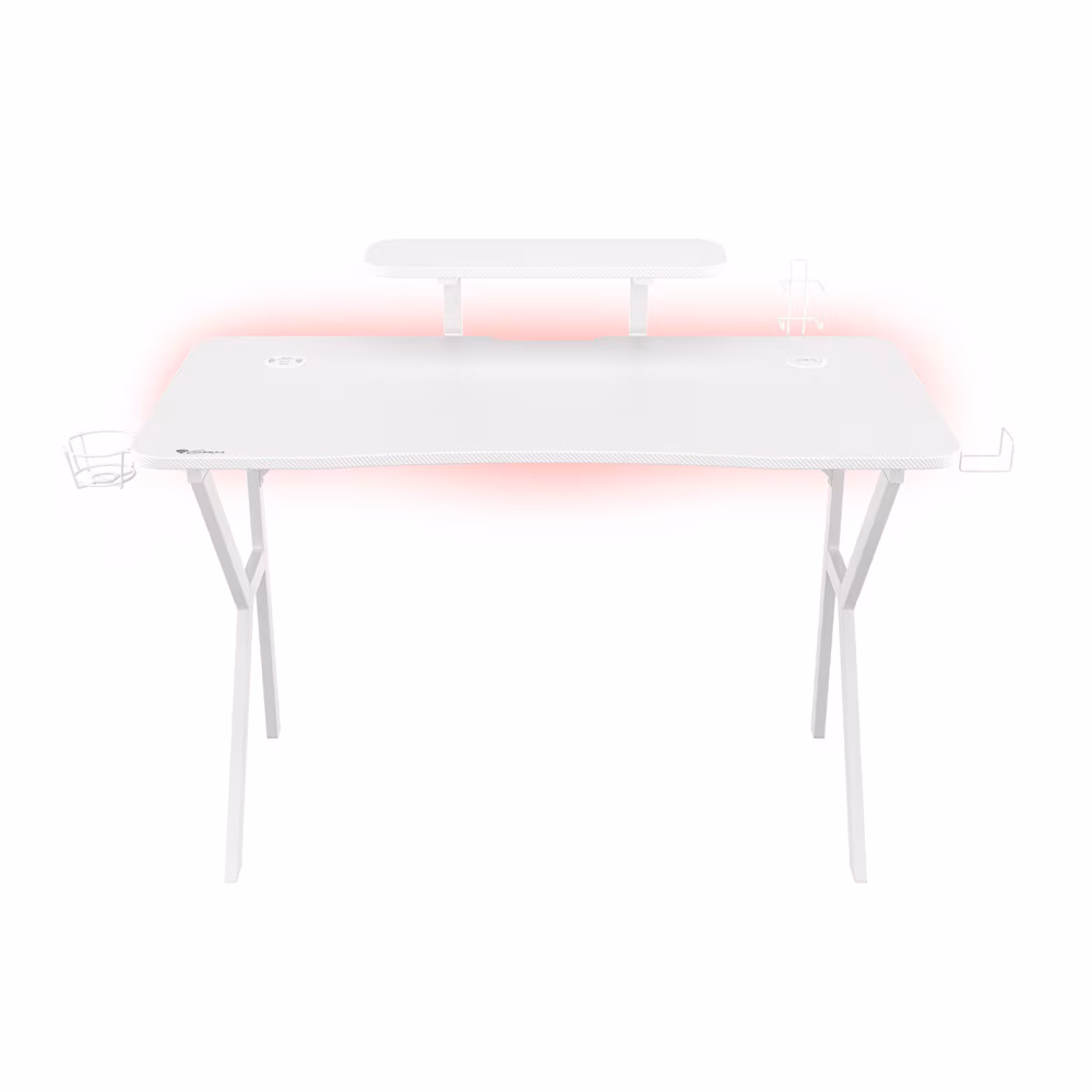 Masa gaming  Genesis Desk Gaming Holm 320, RGB White (Organizer, Wireless Charger, Multiple holder, USB Hub, Remote Controller, 120x60x75cm)