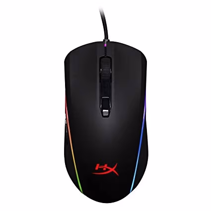 HYPERX Pulsefire SURGE Gaming Mouse, 200–16000 DPI, 4 DPI presets, Pixart 3389 sensor, Light ring provides dynamic 360° RGB effects, 6 x button mouse with ultra-responsive Omron switches, USB, 130g