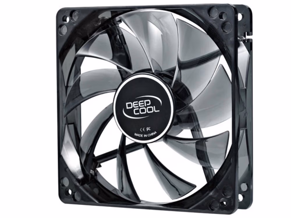 120mm Case Fan - DEEPCOOL "WIND BLADE 120 WHITE" Fan with 4 white LED, 120x120x25mm, 1300rpm, <26dBa, 65.16CFM, Hydro Bearing, Black 