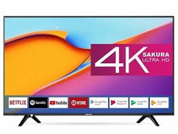60" LED TV SAKURA 60SU20, Black, 3840x2160 (4K), SmartTV, RMS 2x10W, HDMIx2, USB, WiFi+Lan, DVB-T2/C/S2/CI+, Vesa 200x200 thumbnav 1
