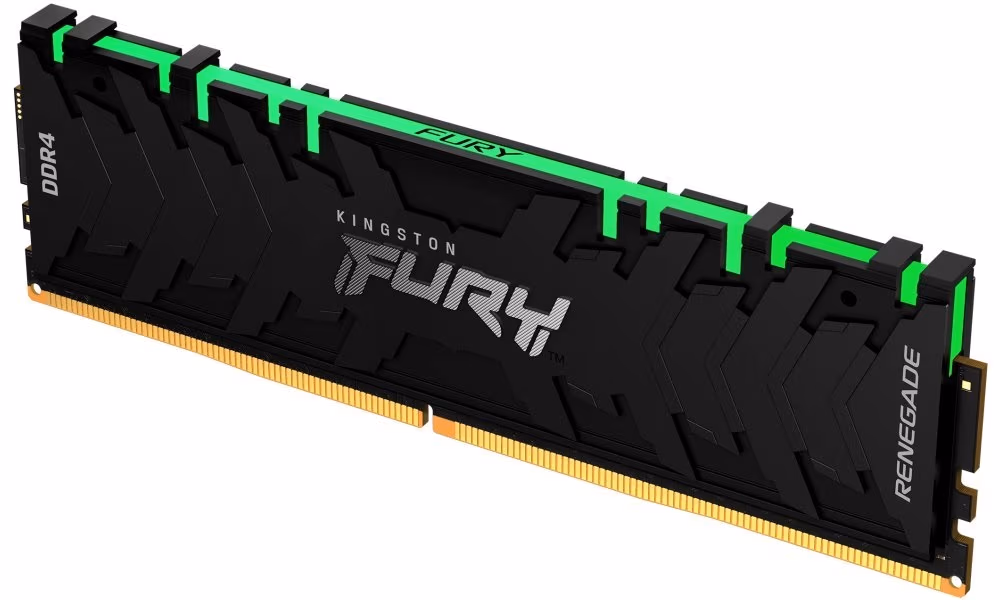 32GB DDR4-3200 Kingston FURY® Renegade DDR4 RGB, PC25600, CL16, 1.35V, Asymmetric BLACK Large heat spreader, Dynamic RGB effects featuring Kingston FURY Infrared Sync technology, Intel XMP Ready (Extreme Memory Profiles)