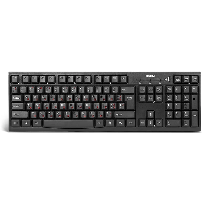 SVEN Standard 304 USB+HUB, Keyboard, USB 2.0 Hub 1-port, Black