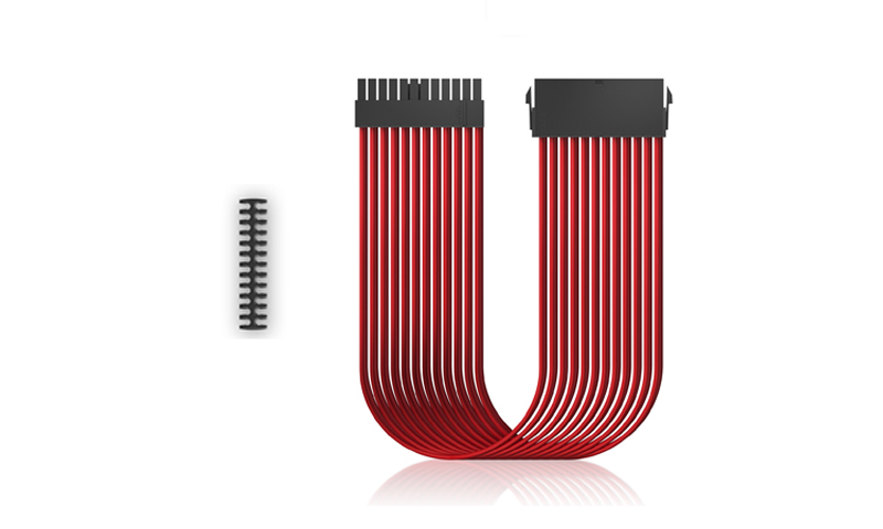 DEEPCOOL ”EC300-24P-RD”, RED, Extension cable 24 (20+4)-pin ATX, 18AWG fiber wire and a high-quality terminal, wire length 300mm photo 1