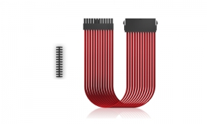 DEEPCOOL ”EC300-24P-RD”, RED, Extension cable 24 (20+4)-pin ATX, 18AWG fiber wire and a high-quality terminal, wire length 300mm thumbnav 1