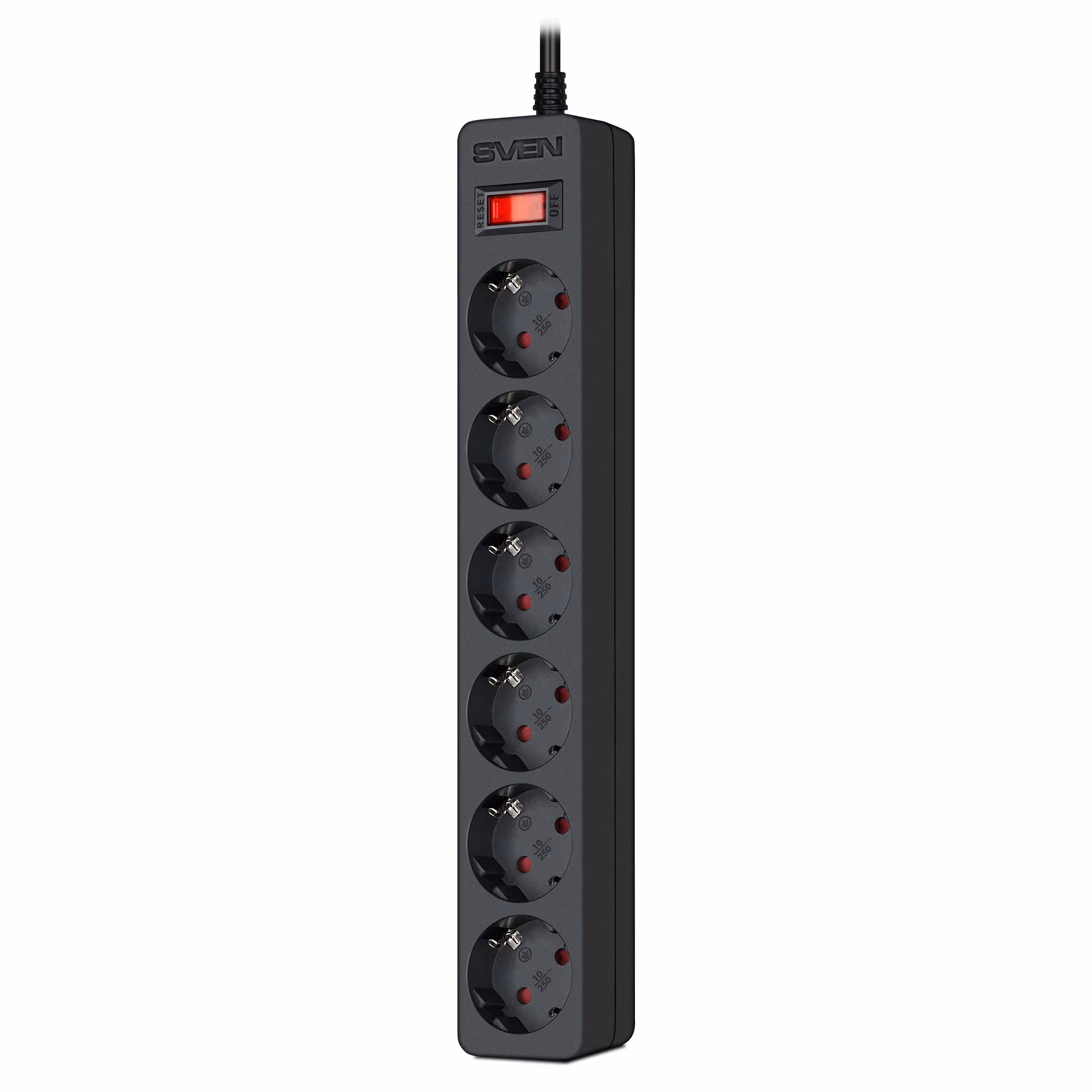 Surge Protector SVEN SF-06E/ 6 Sockets/ 2300W/ 3.0m/ Black