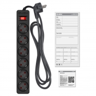 Surge Protector SVEN SF-06E/ 6 Sockets/ 2300W/ 3.0m/ Black thumbnav 4