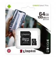 Card de memorie microSD Kingston Canvas Select Plus V10/ 100MBps/ 64GB+ SD adapter