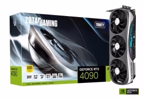 ZOTAC GeForce RTX 4090 Trinity 24GB GDDR6X, 384bit, 2520/21000Mhz, Ada Lovelace/DLSS3, PCIeX16 4.0, 1xHDMI, 3xDP, AIR Optimized Design, Triple Fan / IceStorm 3.0, Active Fan Control/FREEZE Fan Stop/Dual Bios, SPECTRA 2.0 ARGB Lightning, Metal Backplate, 1
