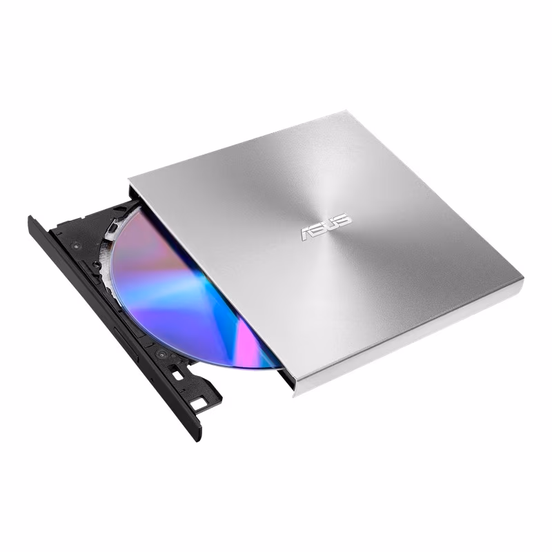 External DVDRW Drive ASUS ZenDrive U9M, Portable Ultra-Slim -13mm, Super-Multi DVDR+8x/-8x, RW+8x/-6x, DL+6x/-6x, M-DISC, Includes two cables for USB Type-C and Type-A, USB2.0 (USB-C/USB-A), Silver, Retail 
