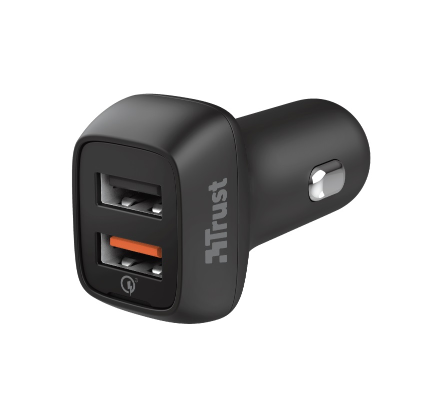 USB Car Charger - Trust Qmax 30W Ultra-Fast Dual USB Car Charger with QC3.0, Fast-charge with up to 12W power or ultra-fast charge with 18W power and QuickCharge 3.0, Total output power (max): A, W 30 photo 1 USB Car Charger - Trust Qmax 30W Ultra-Fast Dual USB Car Charger with QC3.0, Fast-charge with up to 12W power or ultra-fast charge with 18W power and QuickCharge 3.0, Total output power (max): A, W 30 photo 1
