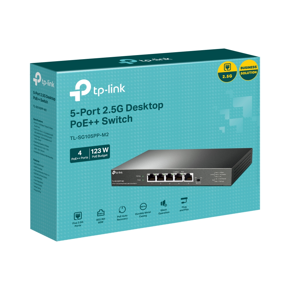 Коммутатор TP-LINK TL-SG105PP-M2/ 5 port / 2.5Gigabit / RJ45 / steel case photo 4
