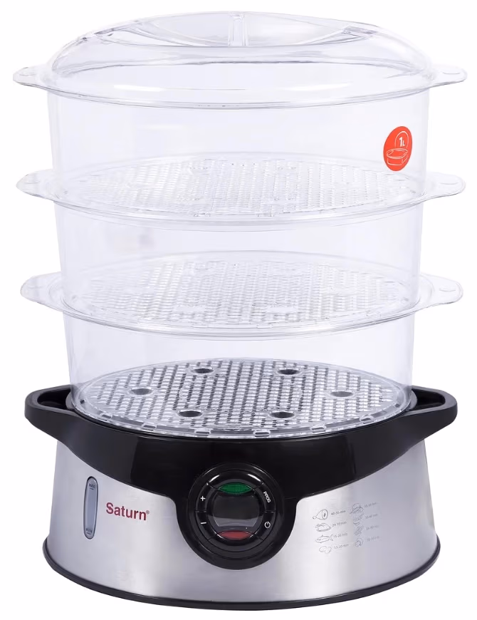 Aparat de fiert cu aburi Saturn STEC0105D, 9 l, Gri-nergu 