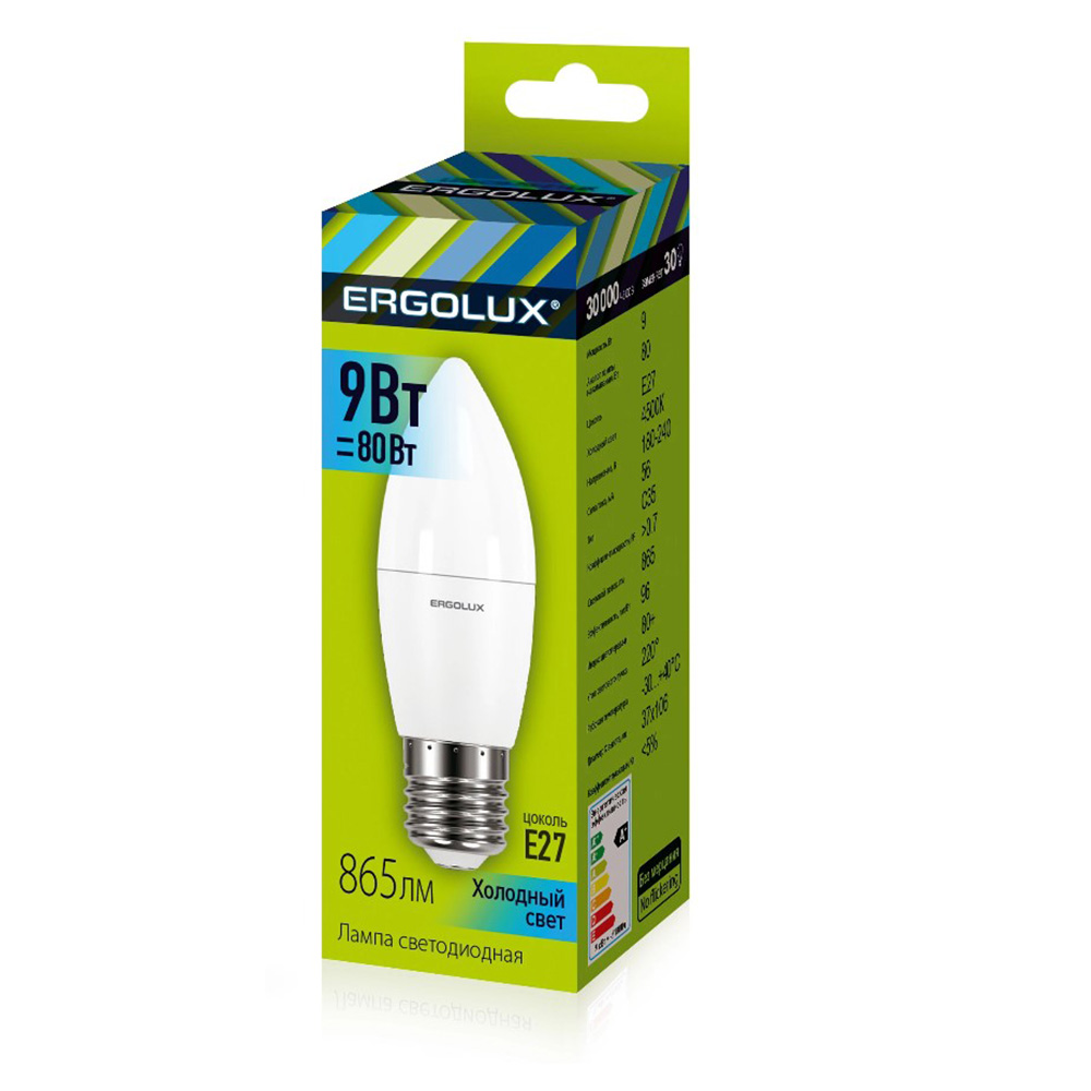 Bec LED Ergolux LED С35 9W E27 4500K 13171 photo 4