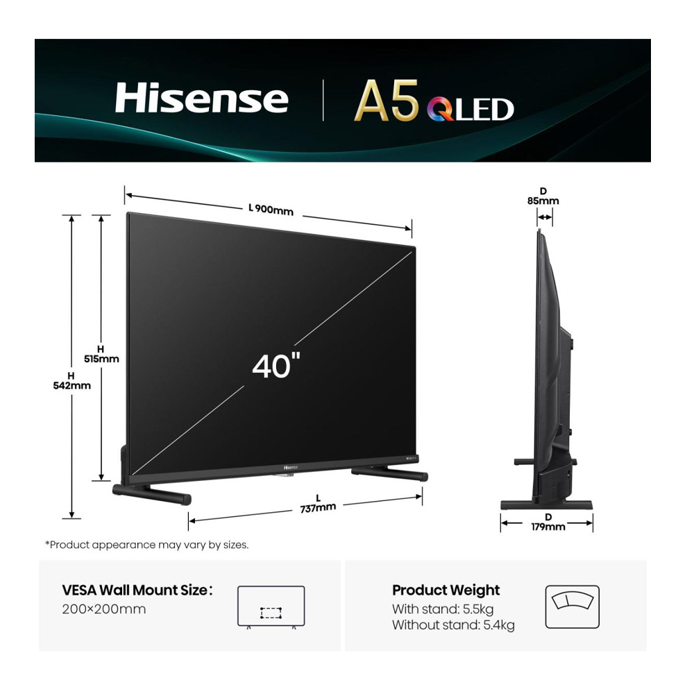 Televizor Hisense 40A5Q / 40" / QLED / Full HD photo 9