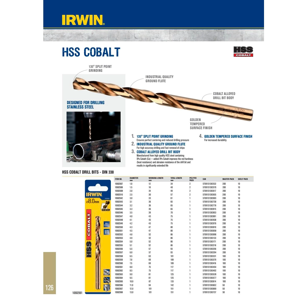 Сверло Irwin 10502560 Burghiu cobalt 7.5mm