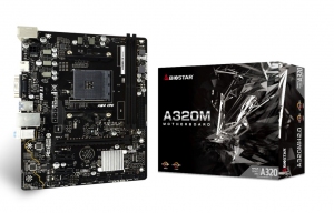 BIOSTAR A320MH 2.0, Socket AM4, AMD A320, Dual 2xDDR4-2933, APU AMD graphics, VGA, HDMI, 1xPCIe X16, 4xSATA3, RAID, 2xPCIe X1, ALC887 7.1 HDA, GbE LAN, 1x COM header, 4xUSB3.2, 95W, mATX thumbnav 1