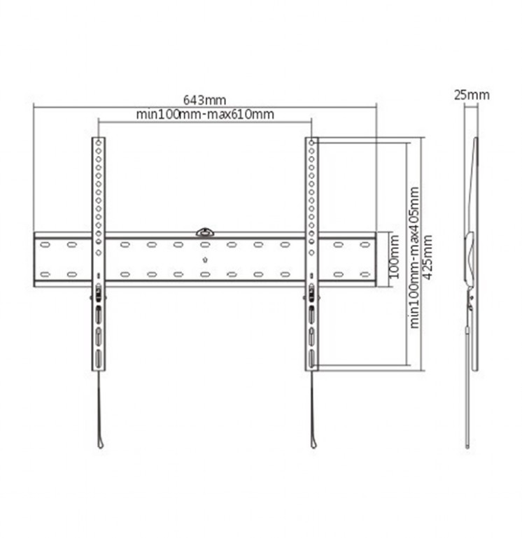 TV-Wall Mount for 37-70”- Gembird ”WM-70F-01”, Fixed, max. 40 kg, Distance TV to Wall: 25 mm, max. VESA 600 x 400, Black photo 2