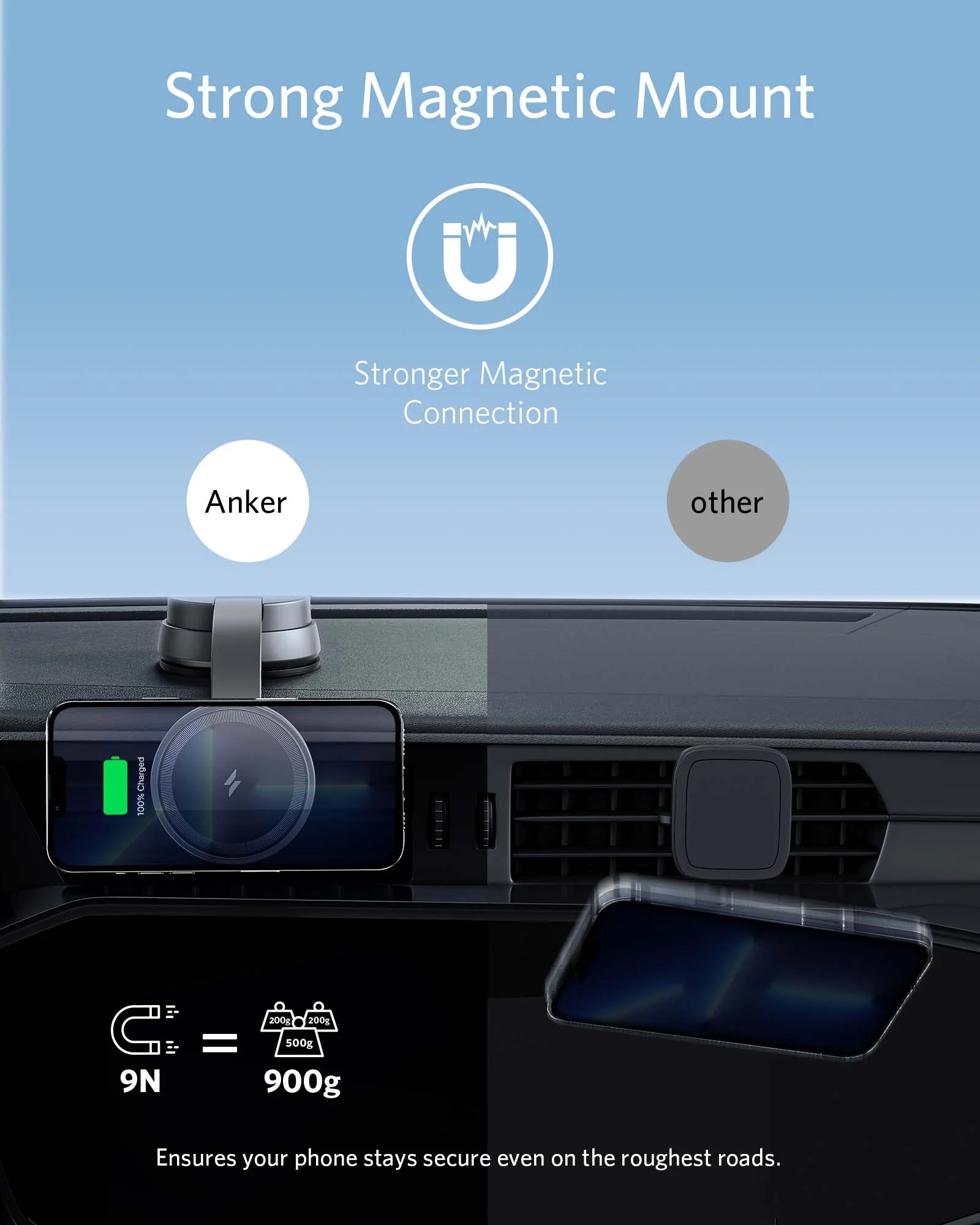 Автомобильное зарядное устройство Anker 613 Magnetic Wireless Charger MagGo / black photo 2