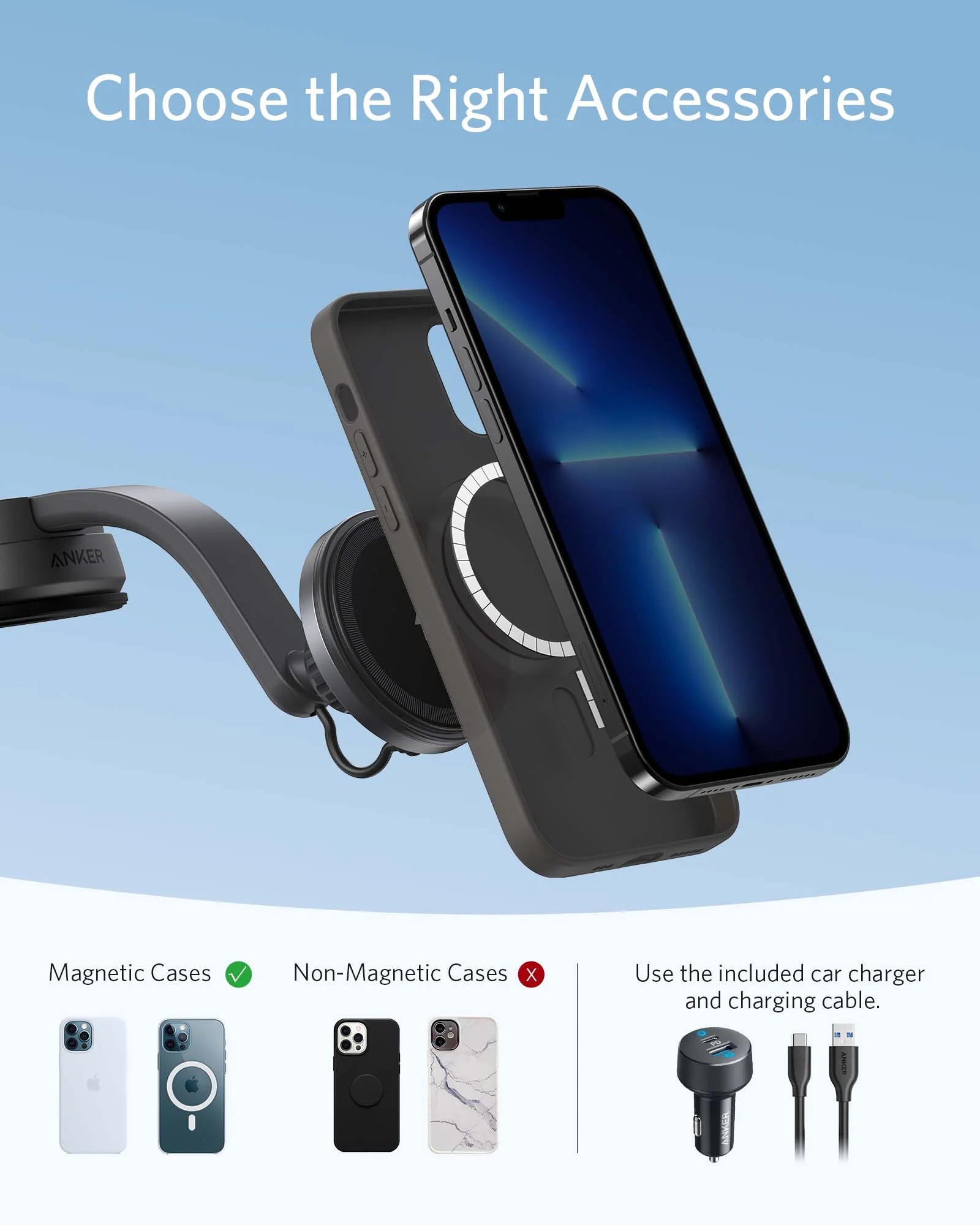 Автомобильное зарядное устройство Anker 613 Magnetic Wireless Charger MagGo / black photo 3