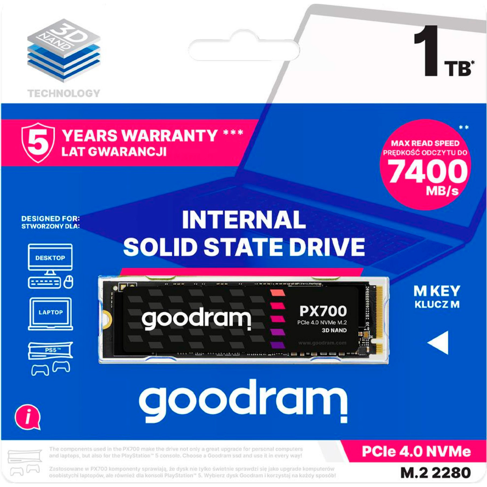 M.2 NVMe SSD GOODRAM PX700 / 1.0TB / 3D NAND TLC photo 2