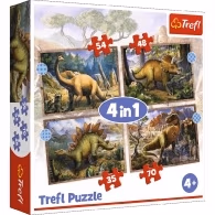 Trefl 34383 Puzzles 4In1 Interesting Dinosaurs