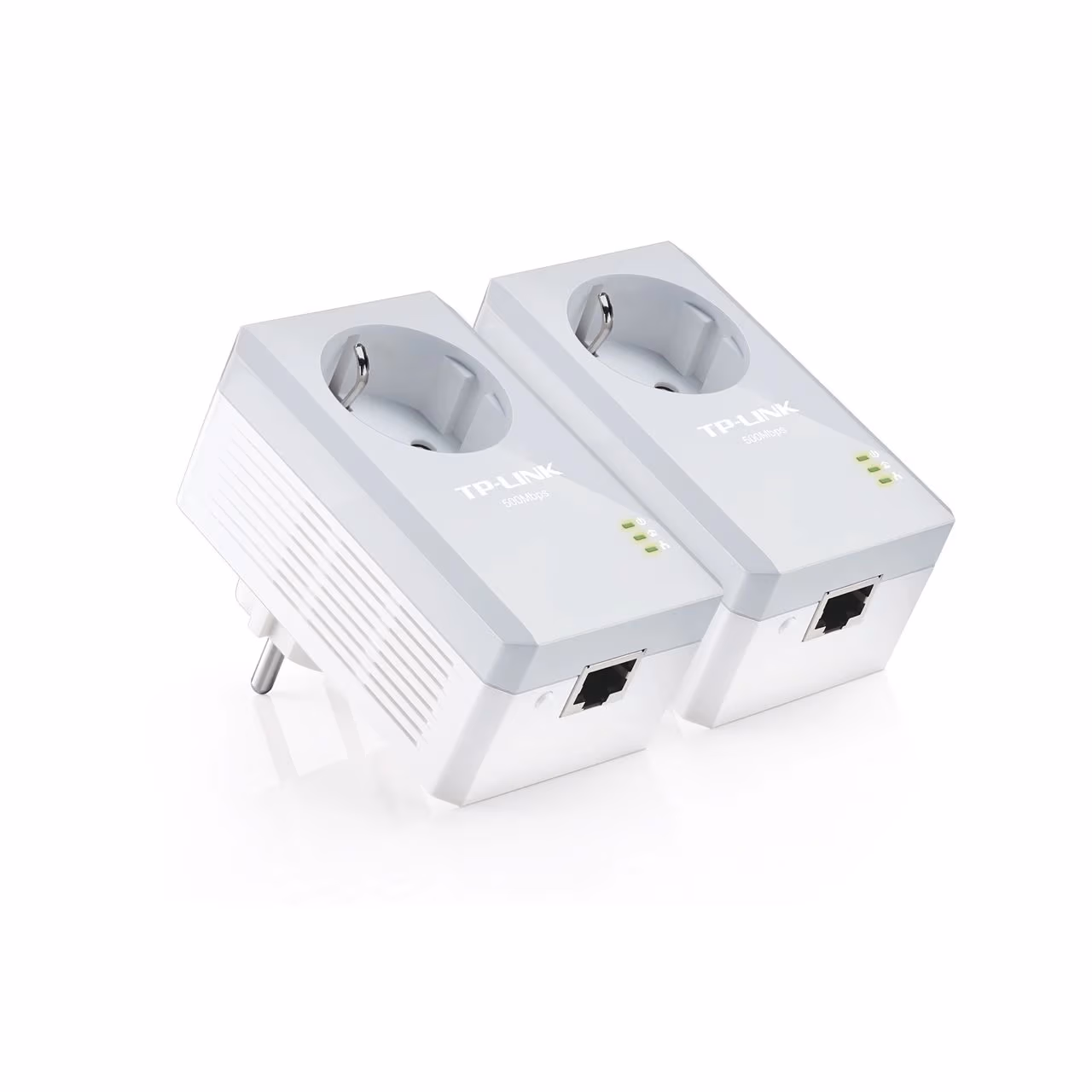 TP-LINK  TL-PA4010P Kit, AV500 Powerline Adapter Starter Kit with AC Passthrough, Compact Size, 500Mbps Powerline Datarate, 1 Lan Port, Power Socket, HomePlug AV, Green Powerline,  Plug and Play, Pair Button, Range 300 meters in house