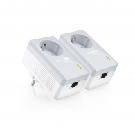 TP-LINK  TL-PA4010P Kit, AV500 Powerline Adapter Starter Kit with AC Passthrough, Compact Size, 500Mbps Powerline Datarate, 1 Lan Port, Power Socket, HomePlug AV, Green Powerline,  Plug and Play, Pair Button, Range 300 meters in house thumbnav 1