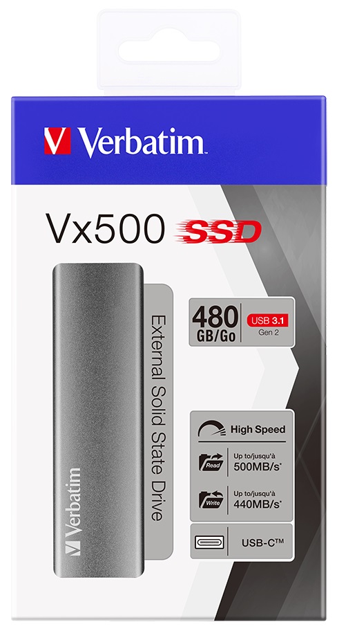 M.2 External SSD 480GB  Verbatim Vx500 USB 3.1 Gen 2, Sequential Read/Write: up to 500/430 MB/s, Windows®, Mac, PS4 and Xbox One compatible, Light, Portable, Durable, Ultra-compact aluminum housing, Low power consumption photo 3