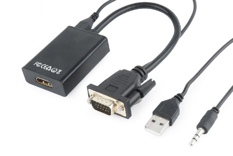 Адаптер Gembird  A-VGA-HDMI-01, VGA to HDMI / 0.15m / black photo 2