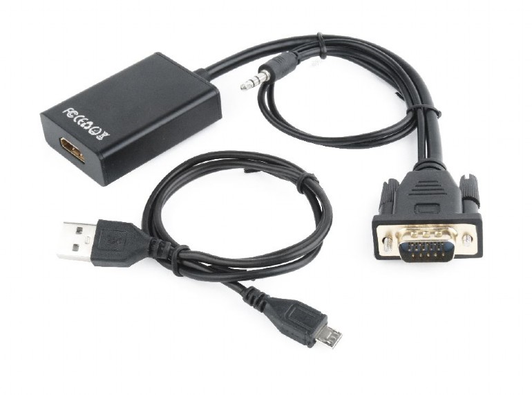 Адаптер Gembird  A-VGA-HDMI-01, VGA to HDMI / 0.15m / black photo 3