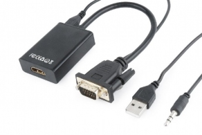 Адаптер Gembird  A-VGA-HDMI-01, VGA to HDMI / 0.15m / black thumbnav 2